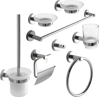 Immagine prodotto di Set completo di 8 accessori bagno cromati | Necessary
