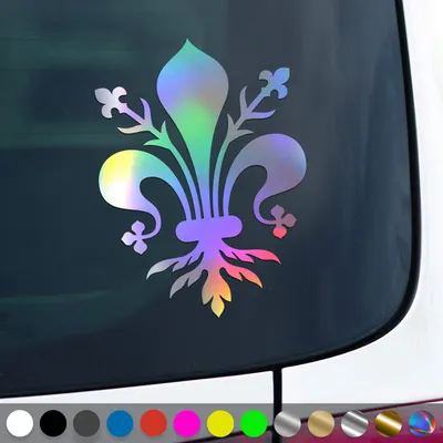 Produktbild von PantherPixel Lilie Aufkleber Florenz Fleur De Lis Lys Decor Sticker Auto Geschenkidee Farbe Oilslick-Hologramm
