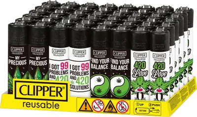 Obrázek produktu pro Zapalovač Clipper „Weed Slogan 13“ – balení 48 kusů – 48 samostatných zapalovačů