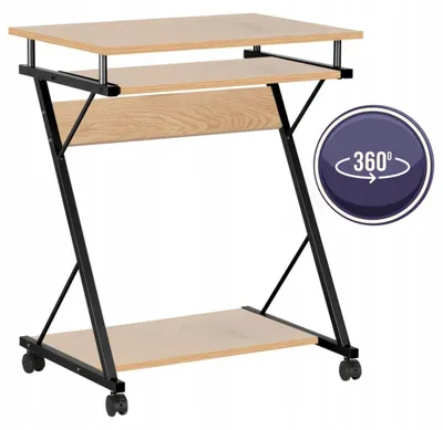 Zdjęcie produktu dla Biurko z szufladą i półkami komputerowe 60 x 48 cm kolor dąb naturalny FURNITEX B4-FX