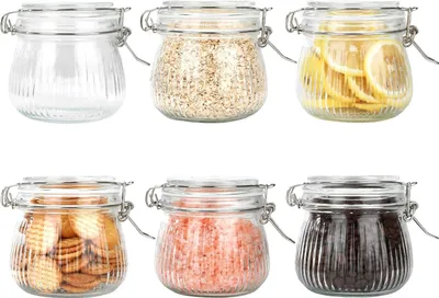Produktbild von Set von 6 luftdichten Glasbehältern - ideal zum Einmachen und Aufbewahren - 500 ml
