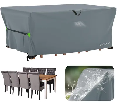 Obrázok produktu pre Poťah na záhradný nábytok Velway, vodotesný, odolný voči vetru, 242x162x71 cm, sivý