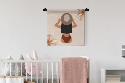 Produktbild von MuchoWow® Wandteppich Wandbehang Sommer - Blätter - Pastell 60x60 cm Tapisserie Dekoration Wandtuch - Dekorationen - Wand Decke