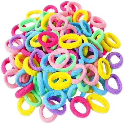 Obrázok produktu pre sada 100 mini gumičiek do vlasov pre dievčatá, elastické detské gumičky do vlasov, pestrofarebné gumičky do vrkočov