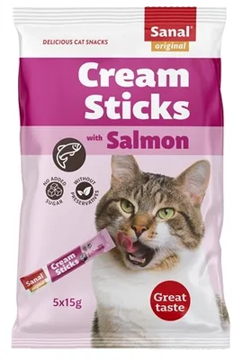 Produktbild von SANAL Cremestifte für Katzen, Lachsgeschmack, 5 Stück à 15 Gramm