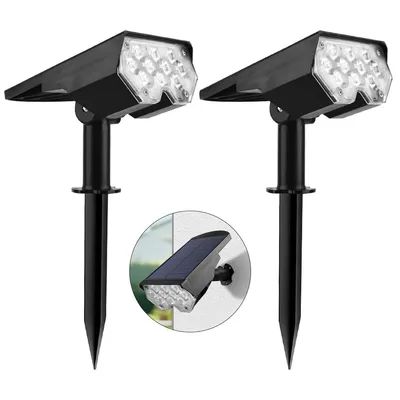 Produktbild von Solarbetriebene wasserdichte Outdoor-Strahler, 20 LED Solar-Flaggenleuchten, 2 Modi, für Wege, Garten, Bäume, Fahnen und Pools, 2er Set, weißes Licht