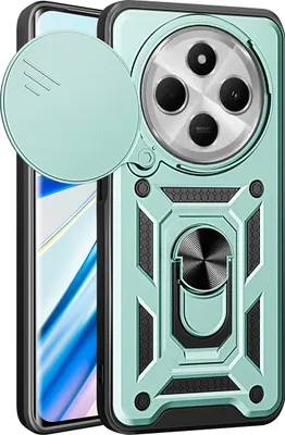 Produktbild von Hülle für Xiaomi Redmi 14C Magnetische Ring Ständer Halter Dia Kameraschutz TPU Bumper Silikon Schutzhülle Grün