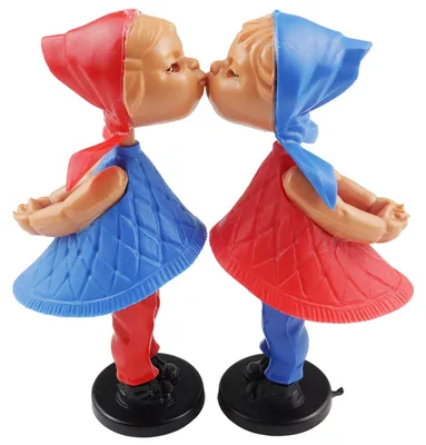 Produktbild von Magnetische Kusspuppen klassisch blau rot küssendes Paar Mädchen Mädchen Retro-Klassiker