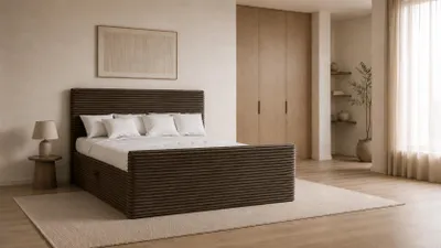 Obrázek produktu pro Kontinentální postel TRENTO s úložným prostorem, látka Velo, hnědá 180x200 cm H3-Bonell