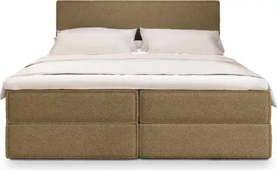 Produktbild von Masseno Boxspringbett PELLIO 180x200 cm Komplett-Set mit Bonell Matratze und Topper, Polsterbett mit Bettkästen -Orange, QUELLE 17