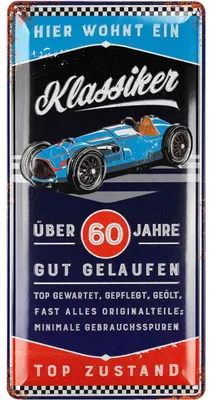 Produktbild von Retro Blechschild 60 Geburtstag Schild, 60 JAHRE KLASSIKER, Alternative zur Geburtstagskarte 60, witziges Geschenk 60 Geburtstag Mann