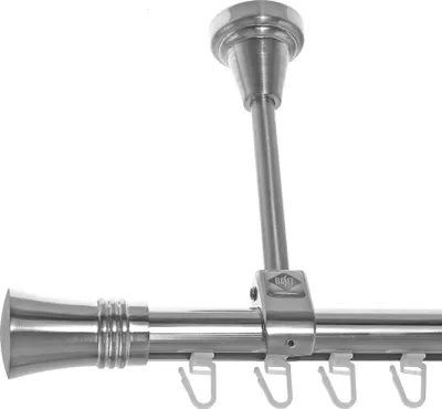 Produktbild von Innenlauf Edelstahl Look Gardinenstange 20mm Deckenträger 1-läufig Knauf, Länge wählbar D51 E86 I