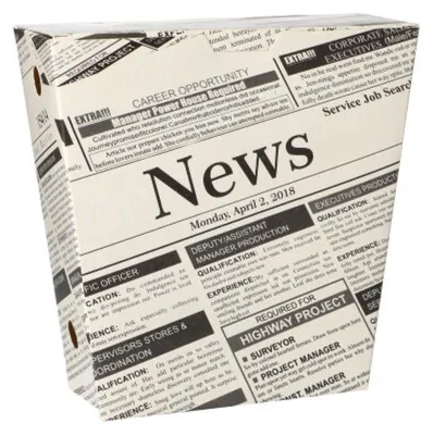 Produktbild von Pommes-Frites-Schütte, Pappe 4,3 cm x 14,5 cm x 11 cm "Newsprint" mit Klappdeckel