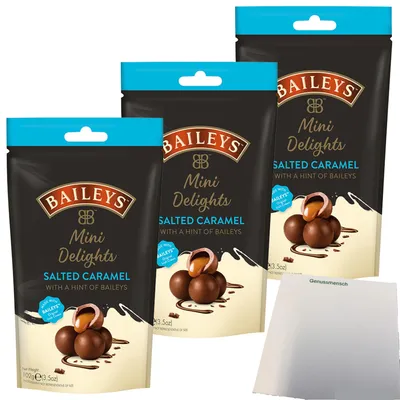 Produktbild von Baileys Schokolade Mini Delights Salted Caramel 3er Pack (3x102g Beutel) + usy Block
