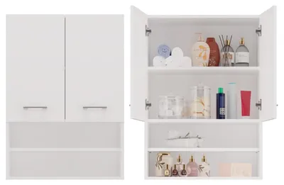 Produktbild von Topeshop POLA MINI DK BIEL, Weiß, Wand-montiert, 4 Regale, 2 Tür(en), Partikelbord, Matt