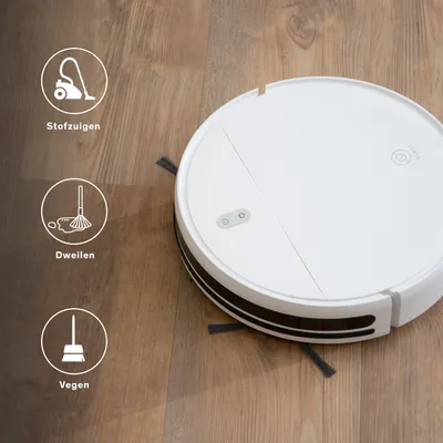 Produktbild von Sinji Smart Robot Vacuum Cleaner mit Ladegerät - Kabelloser Wischroboter - Geeignet für Tierhaare - App-Steuerung & Zeitplanung