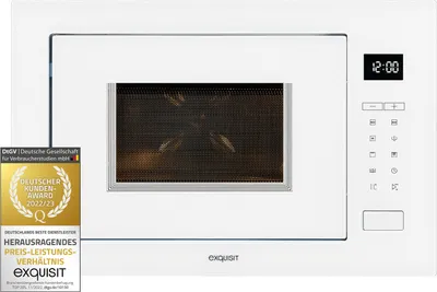 Produktbild von Exquisit Einbau-Mikrowelle EMW25-G-020 weiss | 900 Watt | Timer | Grill 1200 Watt | 60 cm Breite
