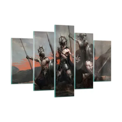 Produktbild von Bilder auf glas - ritter rüstung - 150x100cm - Glasbilder - Wandbilder - Kunstdruck - zum Aufhängen bereit - Wanddekoration aus Glas - Glas Bilder - Wandbild auf Glas - 5 Teile - GEA150x100-3641