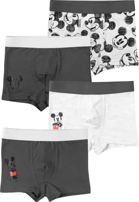 Produktbild von Disney Mickey Mouse Boxershorts für Jungen - Kinder Unterwäsche Unterhose Boxer Grau (4er Pack) 122-128