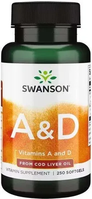 Produktbild von Vitamine A (1500 mcg) und D (10 mcg) 250 Weichkapseln Swanson Health Products