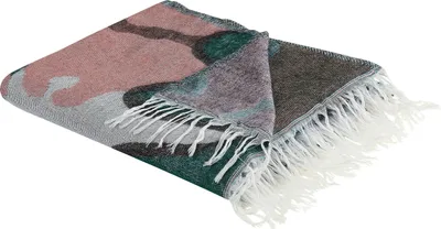 Produktbild von BELIANI Decke Mehrfarbig 130 x 170 cm mit Blättermotiv Florales Muster mit Fransen für Wohnzimmer Schlafzimmer Sofa Sessel