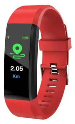 Obrázek produktu pro Chytrý fitness náramek ID115 Plus, displej 0,96" OLED, měření tepové frekvence, krokoměr, vodotěsný (IP65), notifikace, červený