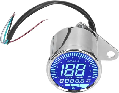 Produktbild von Tachometer 0-160 km/h, LCD-Digital-LED-Geschwindigkeitsmesser für Motorräder, 12 V DC, Retro-Chrom-Stil