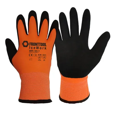 Produktbild von FRONTTOOL Kälteschutzhandschuhe IceWork, wasserabweisende Winterhandschuhe, flexibel, weich, reißfest, Signalfarbe Größe:11