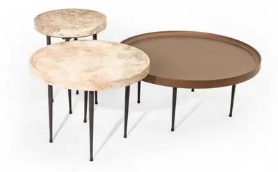 Produktbild von Modernes Beige Wohnzimmer Set 2x Couchtische und Beistelltisch Neuheit