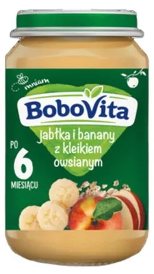 Zdjęcie produktu dla BoboVita Deserek Jabłka i banany z kleikiem owsianym po 6 miesiącu 190g