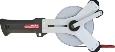Produktbild von SOLA PROSPECTOR R - Maßband 30m / 13mm - Stahlband, weiss lackiert mit mm Skala - Genauigkeitsklasse II - Bandmaß mit Multifunktions-Endhaken - Metermaß Länge - 30m, 50m