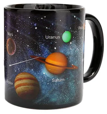 Produktbild von Farbwechsel Tasse 330ml Keramik Magischer Thermoeffekt Sonnensystem Weltraum Galaxie Geschenk
