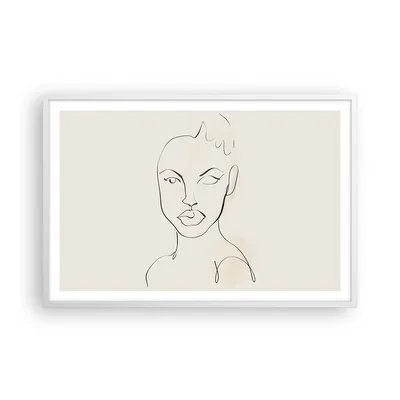 Produktbild von Gerahmtes Poster - Weißer Rahmen - Porträt Afro Skizze - 91,5x61 cm - Wand Bild - Wanddeko - Wandbilder - Kunstposter - Wandposter - Bilderrahmen - Bilder - Kunstdruck Wanddekoration - P2WAA91x61-4489