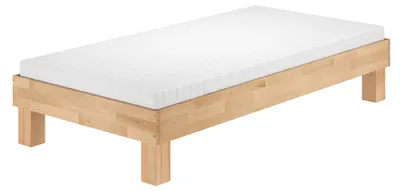 Produktbild von Holzbett breites Einzelbett 100x200 Buche geölt Futonbett mit wählbarem Zubehör  V-60.87-10Rollrost und Matratze inkl.
