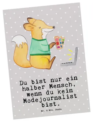 Produktbild von Mr. & Mrs. Panda Postkarte Modejournalist Herz - Grau Pastell - Geschenk, Ansichtskarten, Spruch, Fotokarte, Grußkarte, Studium, Witzig, Postkarten, Ansichtskarte, Lustig