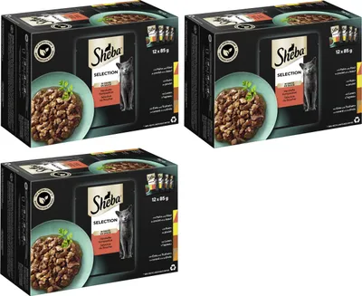 Produktbild von SHEBA® Portionsbeutel Multipack Selection in Sauce Herzhafte Komposition 3 x 12 x 85g
