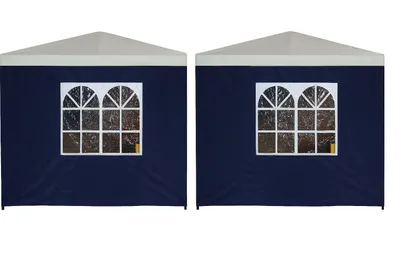 Produktbild von DEGAMO Pavillon Seitenwände mit Fenster, 3x1,9m, Polyester blau, 2er Set