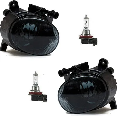 Image de Jeu de phares antibrouillard en verre transparent H11 noir fumé, compatible avec les modèles Audi A5 7T, A4 B8, A6 4G, Q3, VW Passat CC