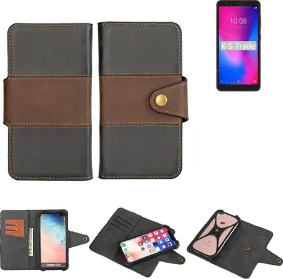 Produktbild von K-S-Trade Handyhülle Schutzhülle Hülle Bookstyle Wallet-Case kompatibel mit ZTE Blade A3 2020 Bumper Rundumschutz schwarz-braun 1x