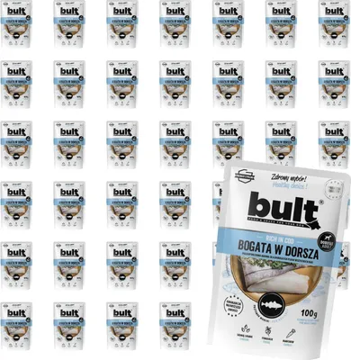 Produktbild von Bult | Feuchtigkeitsspendendes Futter für Hunde - Dorsch - 40x100g - 75% Fleisch - Nassfutter