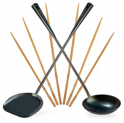 Produktbild von YOSUKATA Wok-Set 43cm Edelstahl Kochutensilien Schöpflöffel Pfannenwender