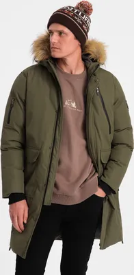 Obrázek produktu pro Ombre Clothing Pánská parka Minniewallah tmavě olivová XL