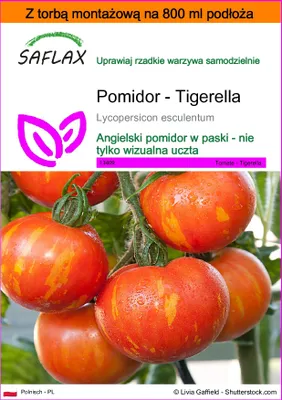 Zdjęcie produktu dla SAFLAX - Garden in the bag - Pomidor - Tigerella - 10 Nasiona - Z podłożem uprawowym w praktycznej, samorozkładającej się torbie - Lycopersicon esculentum