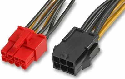 Two computer power supply connectors with wires.