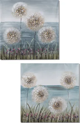 Produktbild von 2er Set Wandbilder, Wanddeko PUSTEBLUMEN auf Leinwand 60x60cm Formano WA