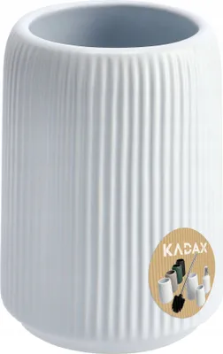 Produktbild von KADAX Badezimmerbecher aus Keramik "Mataro", Badezimmeraufbewahrung, Weiß