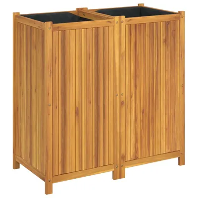 Image de Jardinière avec doublure 100x50x100 cm bois massif d'acacia