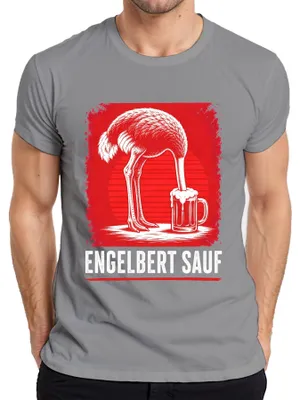 Productafbeelding van Engelbert Sauf Strauss Vogel Bier Handwerker Malle Party T-shirt voor heren, grijs, maat S