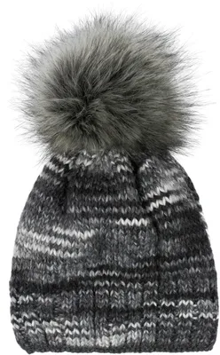 Produktbild von styleBREAKER Uni Strick Bommelmütze bunt gemustert mit Alpaka Anteil und Fleece Futter, Winter Fellbommel Mütze 04024179