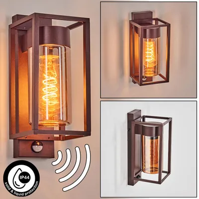 Produktbild von Laterza Außenwandlampe m. Bewegungsmelder aus Metall/Glas in Rost/Bernstein